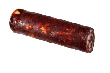 Salami sausage isolated on white background