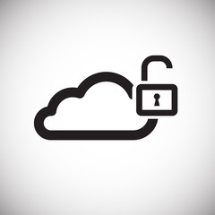 Cloud storage unlocked on white background icon