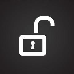 Lock unlocked on black background icon