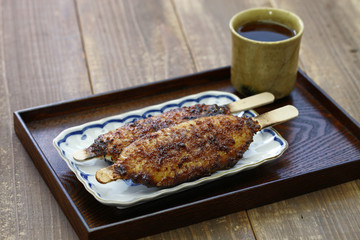 gohei mochi, rice snack with sweet miso sauce, japanese local food
