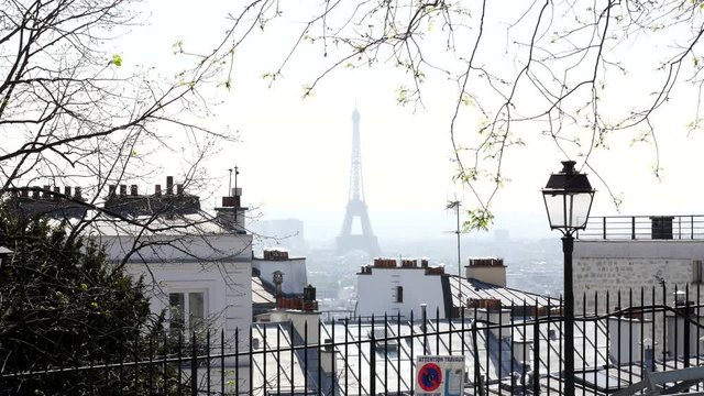 View from the top of Montmartre - The Eiffel Tower Paris