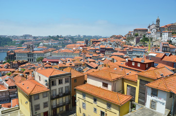 Fototapeta na wymiar Porto downtown across Douro River. Portugal