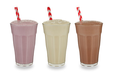 3 glasses of milkshake
