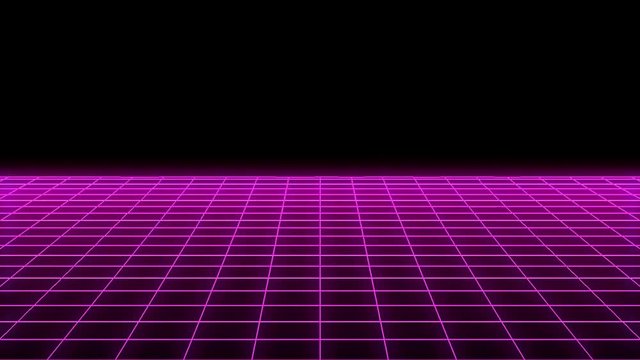 1980s Synth Wave Grid 5 -Pink Purple- background Black -Motion Graphic - 10sec Seamless Loop -4K UHD 3840-2160