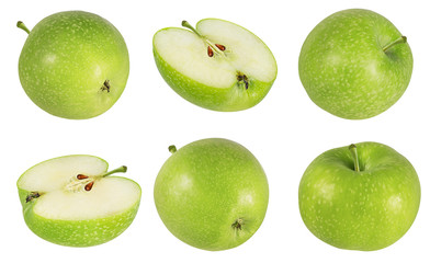 Fresh green apple isolated on white background with clipping path
