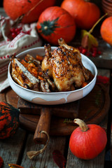 Stuffed cornish hens with pumpkin