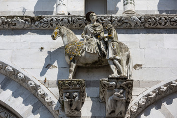 Sculptural details from the beautiful duomo di San Martino in Lucca, Tuscany