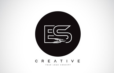 ES Modern Leter Logo Design with Black and White Monogram. Creative Letter Logo Brush Monogram.