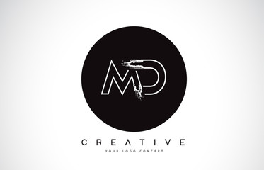 MD Modern Leter Logo Design with Black and White Monogram. Creative Letter Logo Brush Monogram.