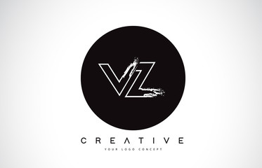 VZ Modern Leter Logo Design with Black and White Monogram. Creative Letter Logo Brush Monogram.