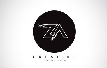 ZA Modern Leter Logo Design with Black and White Monogram. Creative Letter Logo Brush Monogram. - obrazy, fototapety, plakaty