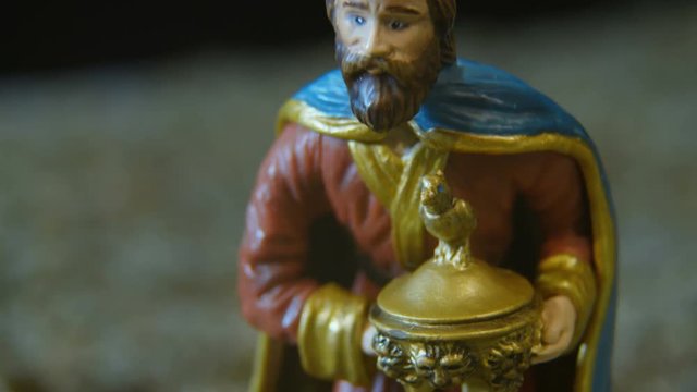 Caspar one of the Biblical Magi who visited the infant Jesus after he was born. Caspar is traditionally referred to as the King of India and gave the gift of frankincense to Jesus.