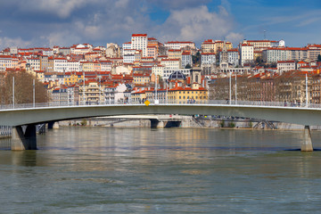 Naklejka premium Lyon. The city embankment.