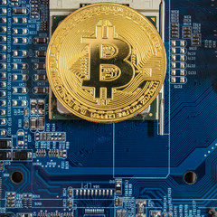 Gold Bitcoin electronic computer processor board