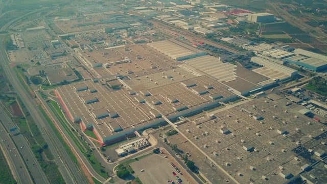 Aerial view of a big industrial complex. Car factory