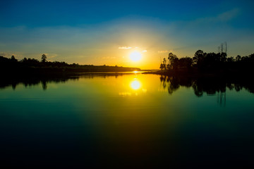Fototapeta na wymiar Lake, Sea, Sunset, Sunrise - Dawn, Sky