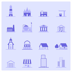 Building icons set. Vector