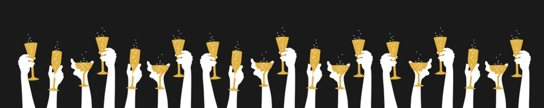 Sektgl&auml;ser anstossen Party Neujahr Banner