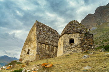 City of the dead. Ancient cemetery. A cultural and historical monument at El-Tubu, Caucasus, Russia.