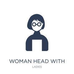 Woman Head with Glasses icon. Trendy flat vector Woman Head with Glasses icon on white background from Ladies collection