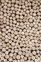 vertical background of corks. cork stoppers (top view)