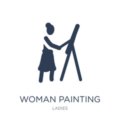 Woman Painting icon. Trendy flat vector Woman Painting icon on white background from Ladies collection