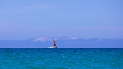 Lonely sailboat, Big Island, Hawaii