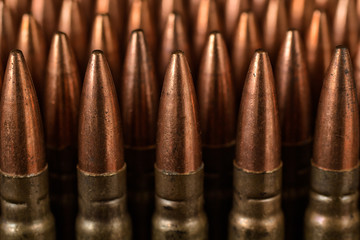 Military bullet ammunition detail.