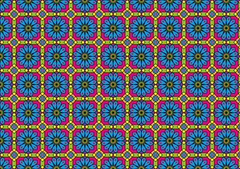 抽象的な花柄パターン-カラフル