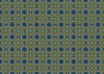 抽象的な花柄パターン-深い緑