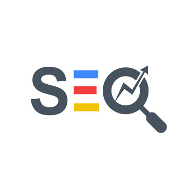 SEO Multi Color Logo With Magnifying Glass