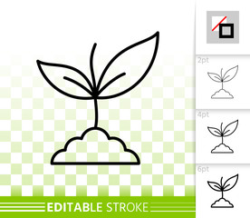 Green Leaves simple black line vector icon