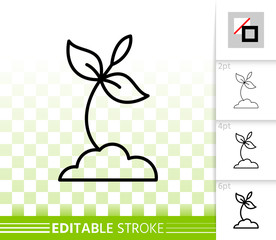 Sprout simple black line vector icon