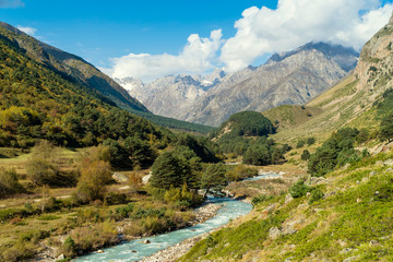 Fototapeta na wymiar Landscape view of Caucasus mountain river