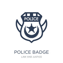 Police badge icon. Trendy flat vector Police badge icon on white background from law and justice collection