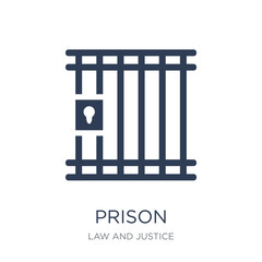 Prison icon. Trendy flat vector Prison icon on white background from law and justice collection