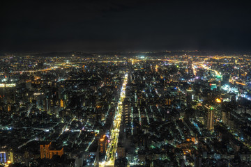 Fototapeta na wymiar Night view from Taipei 101