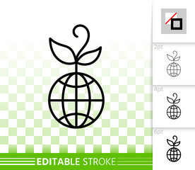 Globe simple black line vector icon