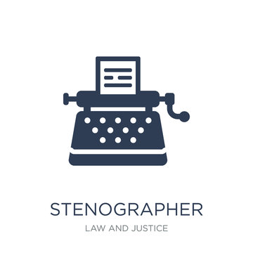 Stenographer icon. Trendy flat vector Stenographer icon on white background from law and justice collection