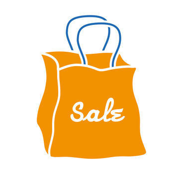Sale shopping bag vector icon isolated