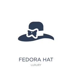 Fedora hat icon. Trendy flat vector Fedora hat icon on white background from Luxury collection