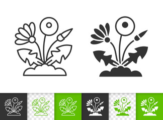 Dandelion simple black line vector icon