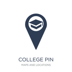 College Pin icon. Trendy flat vector College Pin icon on white background from Maps and Locations collection