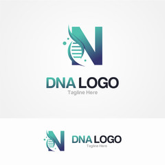 Abstract Letter N and DNA Vector Logo