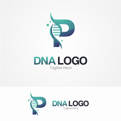 Abstract Letter P and DNA Vector Logo