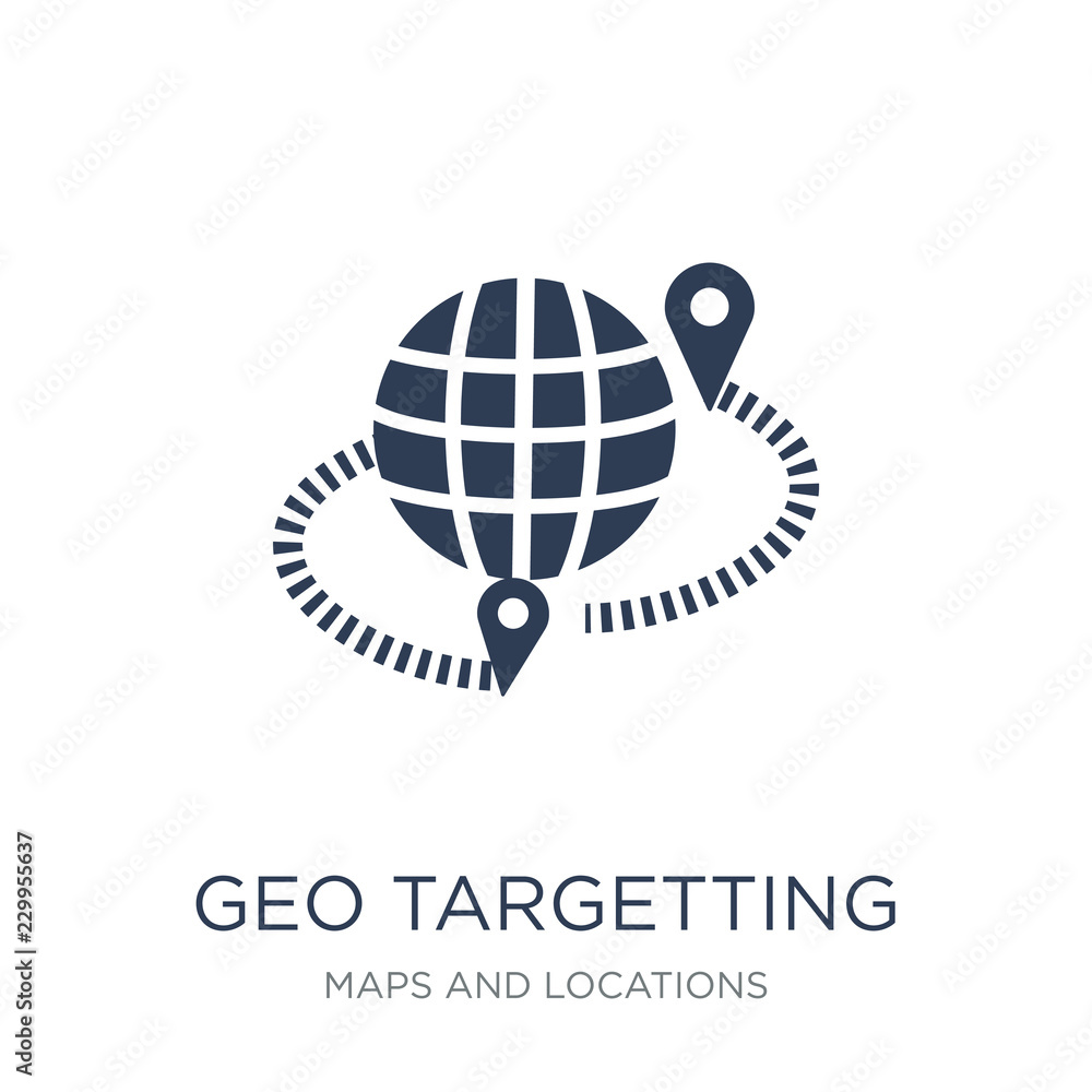Poster geo targetting icon. trendy flat vector geo targetting icon on white background from maps and locati