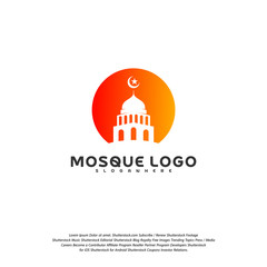 Islamic logo design vector. Mosque logo template. Muslims learn logo templates