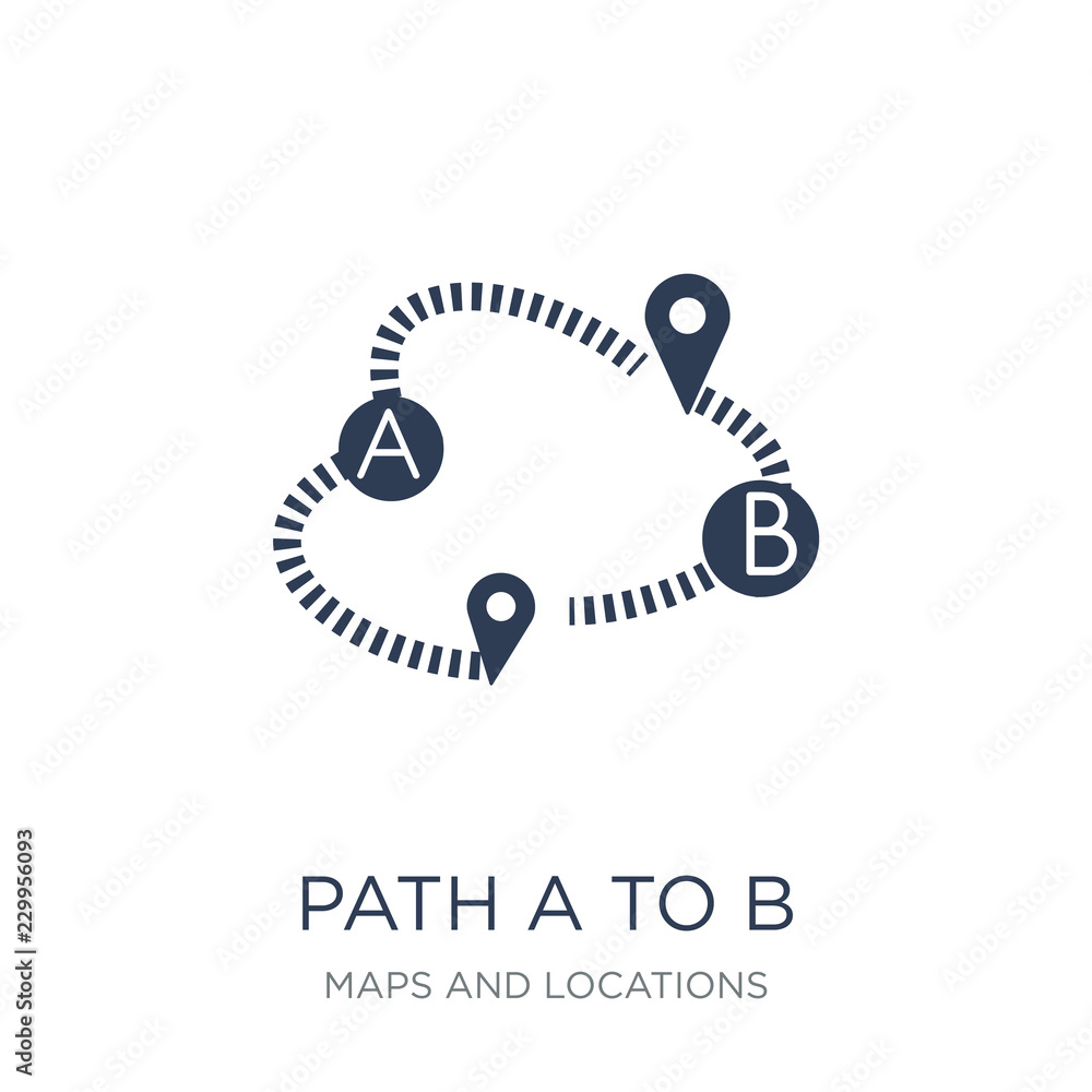 Poster path a to b icon. trendy flat vector path a to b icon on white background from maps and locations co
