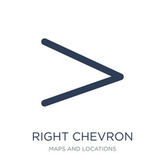 Right chevron icon. Trendy flat vector Right chevron icon on white background from Maps and Locations collection