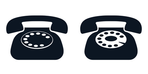 Home rotary phone, black icon. Vector illustration.